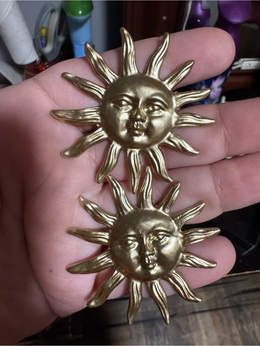 Gold Sun Face knobs